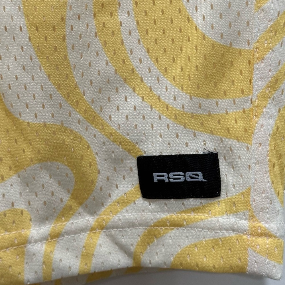 RSQ Yellow White Abstract Mesh Shorts 6" Inseam Size Large - Picture 3 of 7